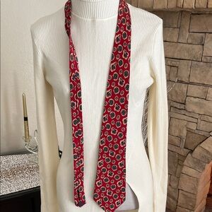 Red Floral Mens Neck Tie